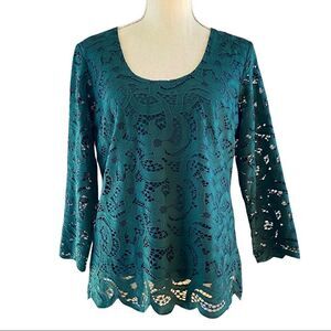 Nanette Lepore Night Garden Green Lace Top S NWT